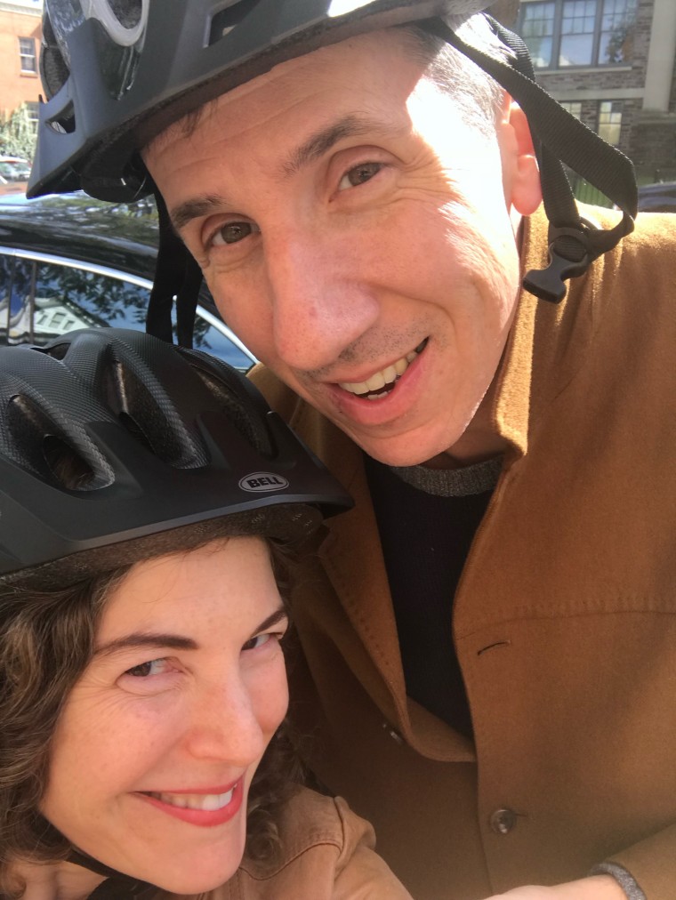 Ronnie Koenig and her husband during a bike ride.