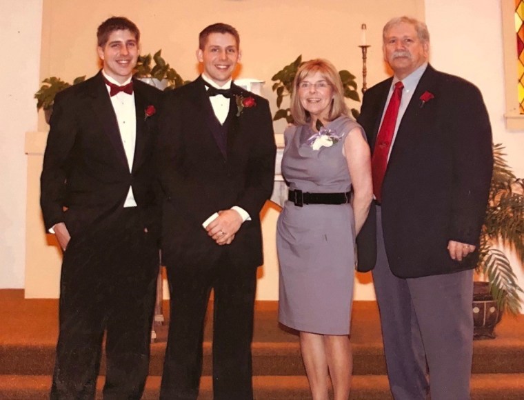 From left to right: Kristian Burnstad, his younger brother Kyle, his mother Judy, and his dad Larry.
