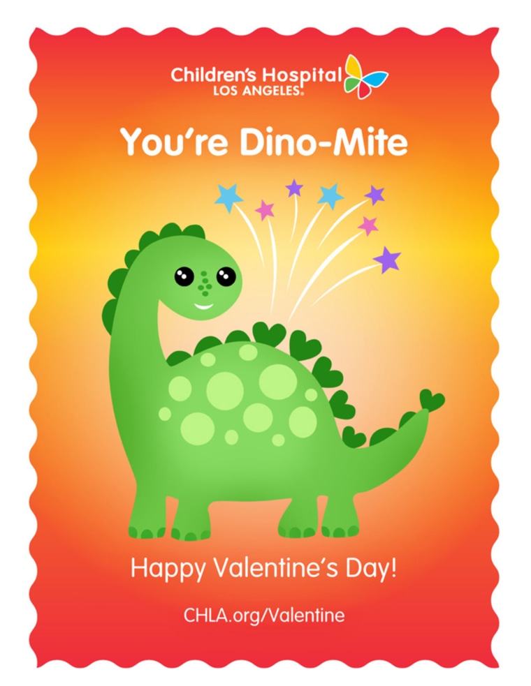 Too cute! One of three Valentine's Day cards you can send to a patient at Children's Hospital Los Angeles.