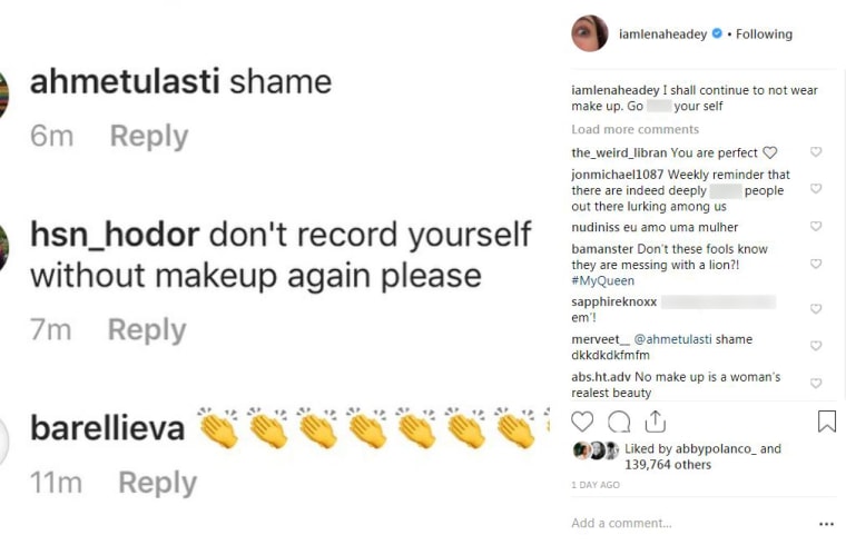 Lena Headey claps back at troll who criticized her makeup-free look