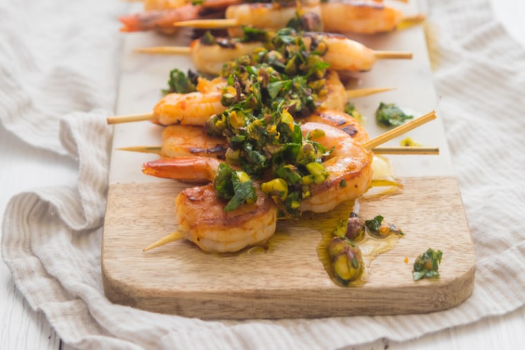 Orange Grilled Shrimp with Cocoa Nib Gremolata