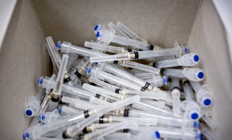 Image: Syringes of the H1N1 vaccination at a clinic in Dallas, Texas, in 2009.