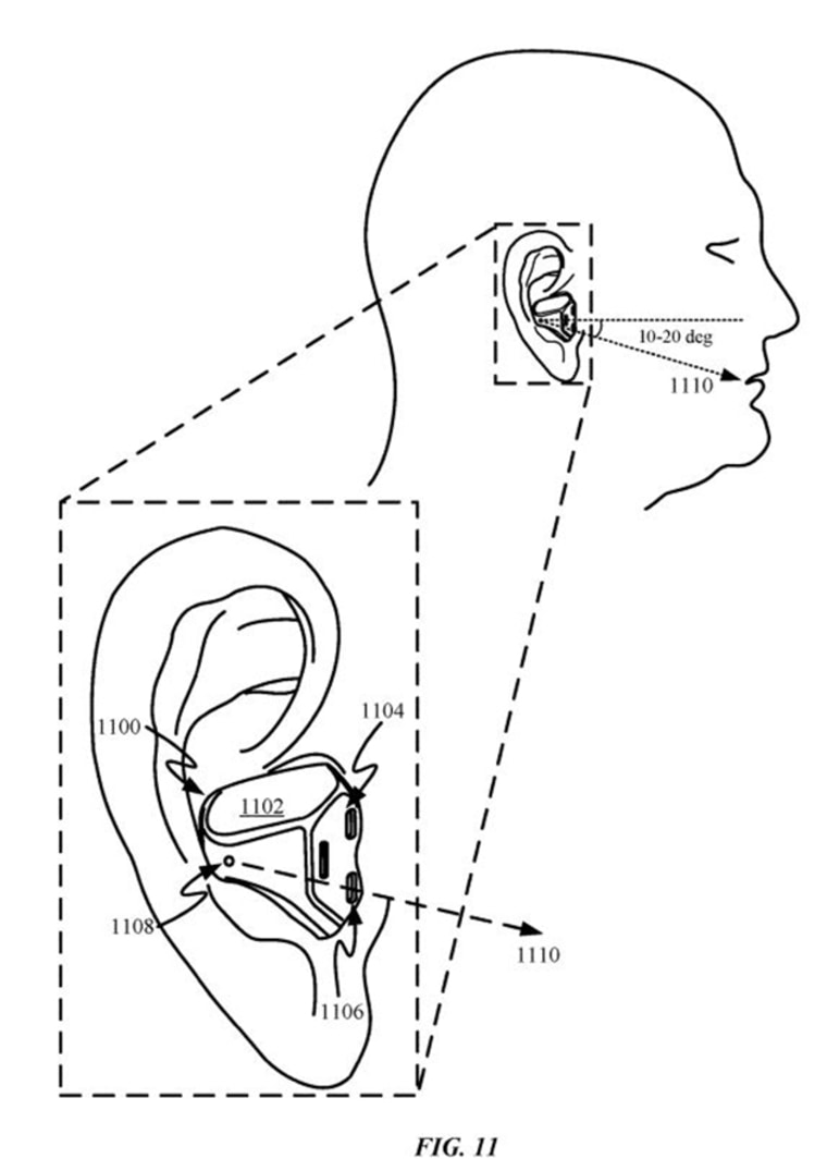 Image: A figure from the patent filed by Apple Inc. for earbuds.