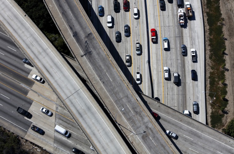 Image: Cars on Interstate 405 during rush hour in Westwood, Los Angeles, on July 10, 2015.