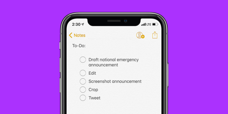 Photo illustration of the notes app on a phone.