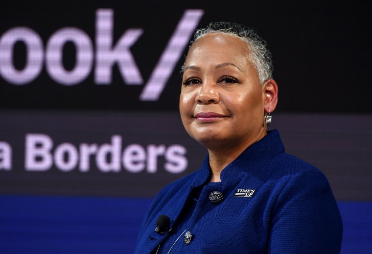 Image: Lisa Borders, President and CEO of Time's Up , speaks at a conference in New York on Nov. 1, 2018.