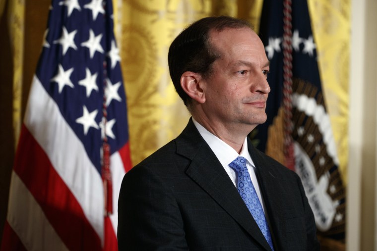 Image: Secretary of Labor Alex Acosta at an event in the East Room of the White House on Oct. 6, 2017.