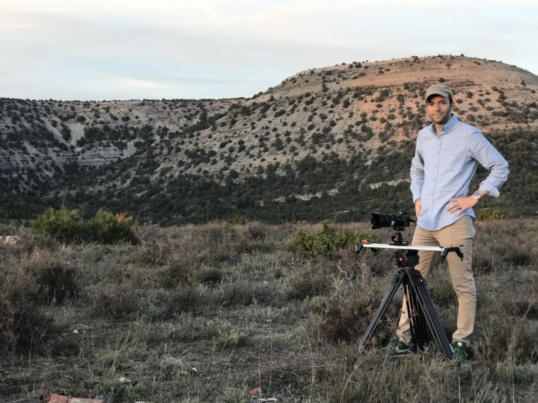 Director Guillermo de Oliveira at Betterville Concentration Camp, one of the locations for "Sad Hill Unearthed."