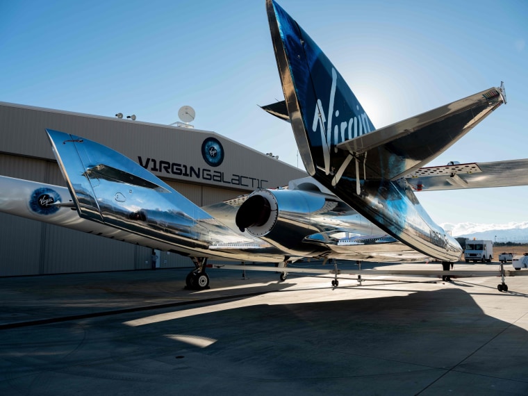 Image: Virgin Galactic's WhiteKnightTwo at the Mojave Space Port in California on Feb. 22, 2019.