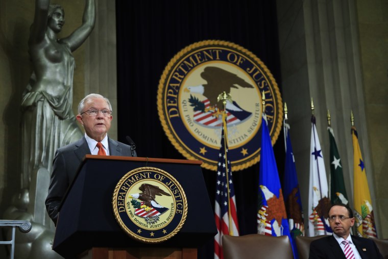 Image: Attorney General Jeff Sessions speaks at the Religious Liberty Summit at the Department of Justice on July 30, 2018.