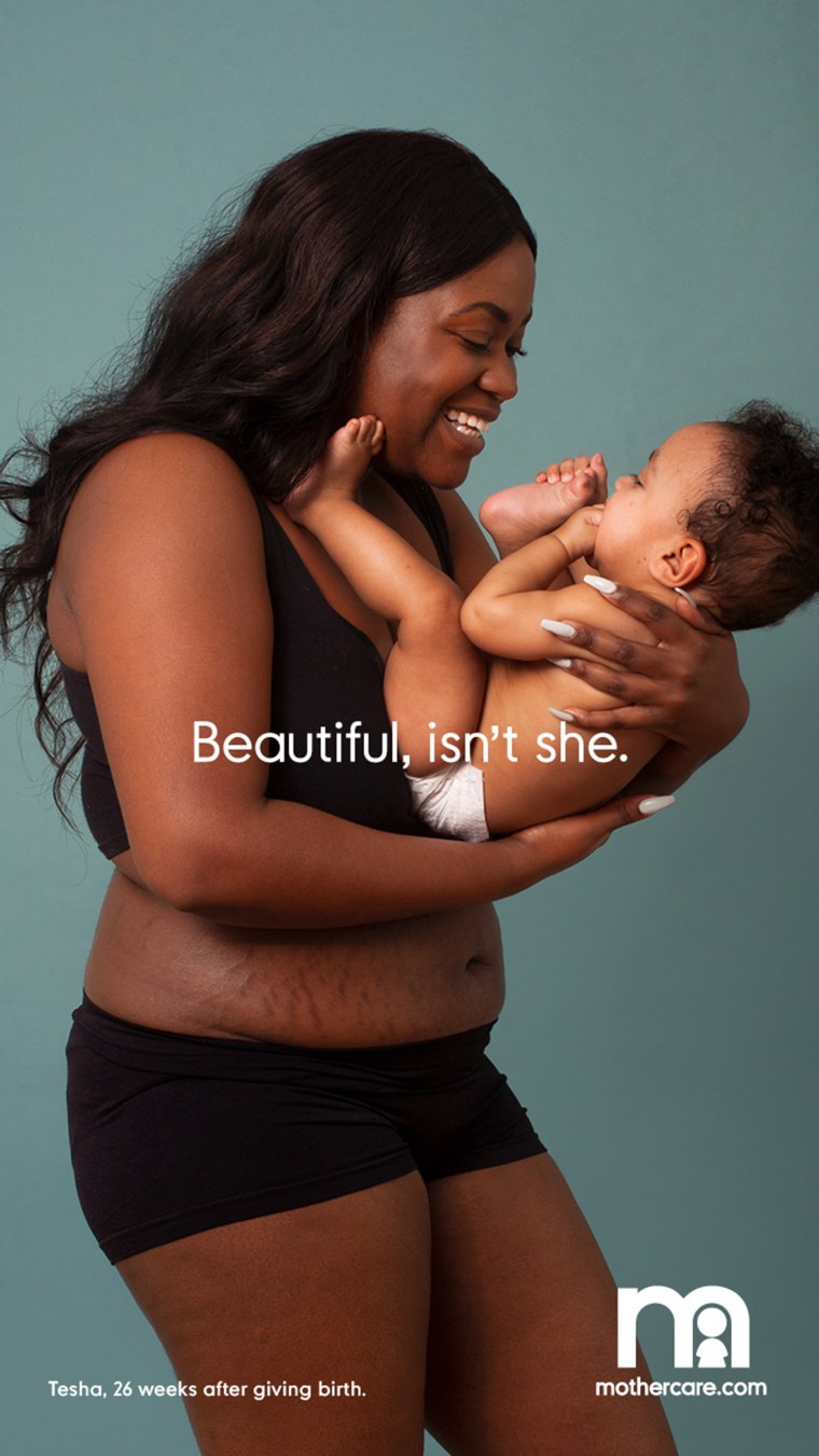 Tesha posed 26 weeks after giving birth for mothercare's #BodyProudMums campaign. She wanted to be a part of the ad because she felt like darker skin women like herself are often ignored in advertising.