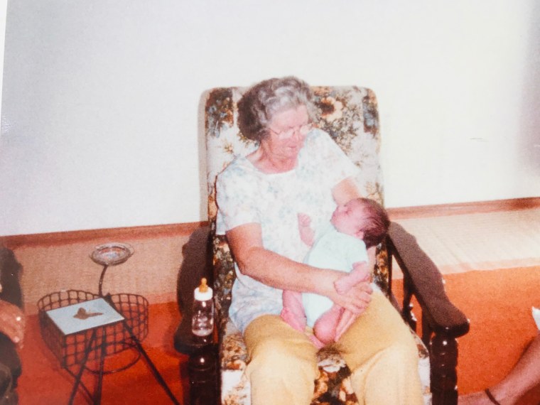 Lee Nel as a baby with her grandmother