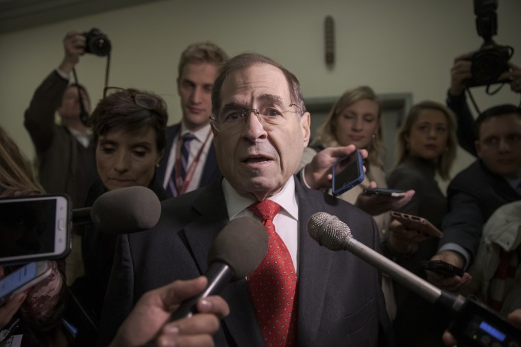 Image: Rep. Jerrold Nadler speaks with reporters before a closed door hearing on Capitol Hill on Dec. 7, 2018.