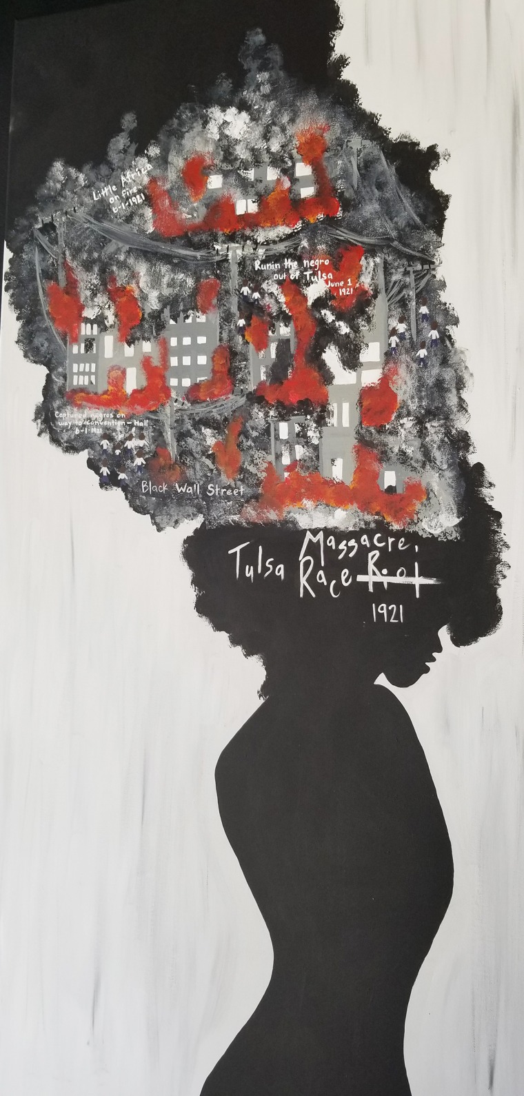 Artist LaResha Boykins' "Tulsa Race Massacre" at the Black Wall Street Gallery
