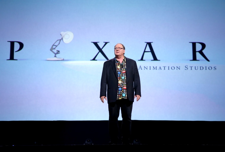 Image: John Lasseter, Chief Creative Officer of Walt Disney and Pixar Animation Studios, speaks at a presentation in Anaheim, California, on Aug. 14, 2015.