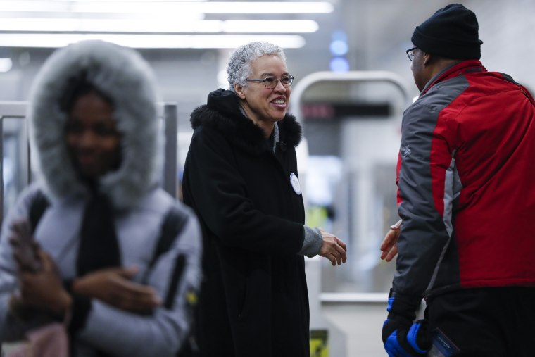 Image: Toni Preckwinkle, Amid low turnout, voters weigh in on historic Chicago mayor's race