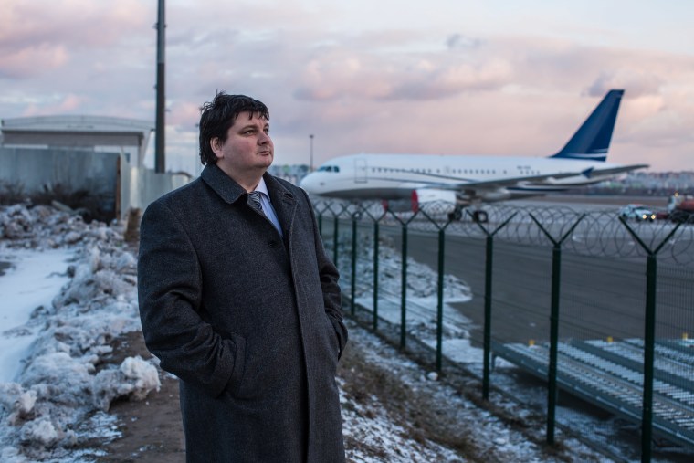 Image: Oleksiy Luponosov, 39, at Zhuliany Internationl Airport in Kiev, Ukraine