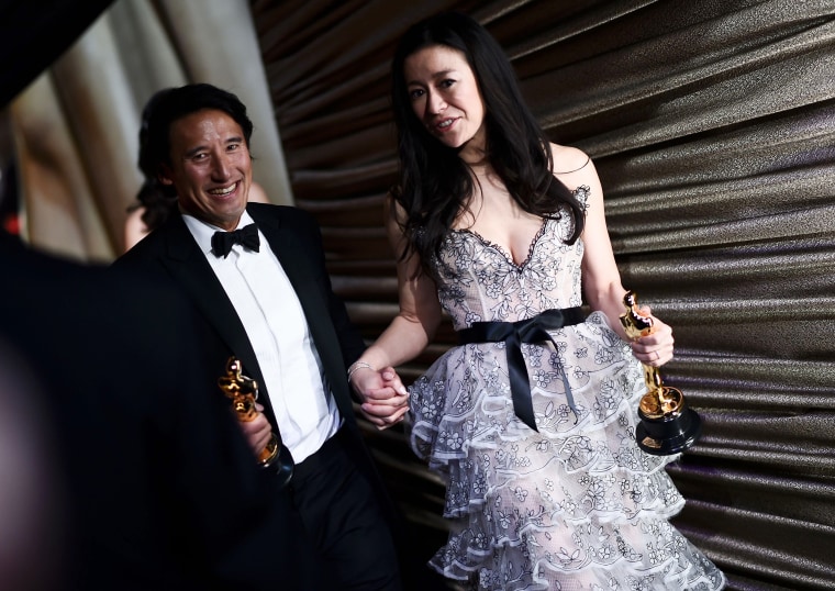 Best Documentary winners for \"Free Solo\" Elizabeth Chai Vasarhelyi and Jimmy Chin