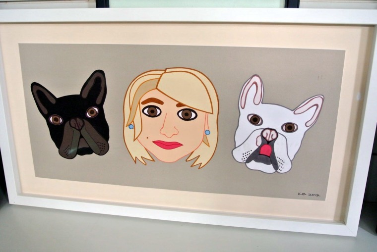 A fan sent Martha Stewart a caricature of she and her beloved dogs.