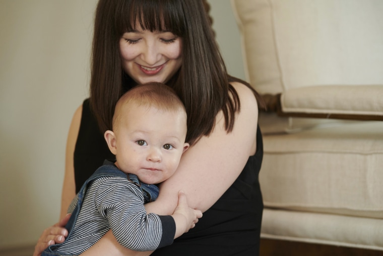 Image: Goulet with her 10-month-old son Charlie