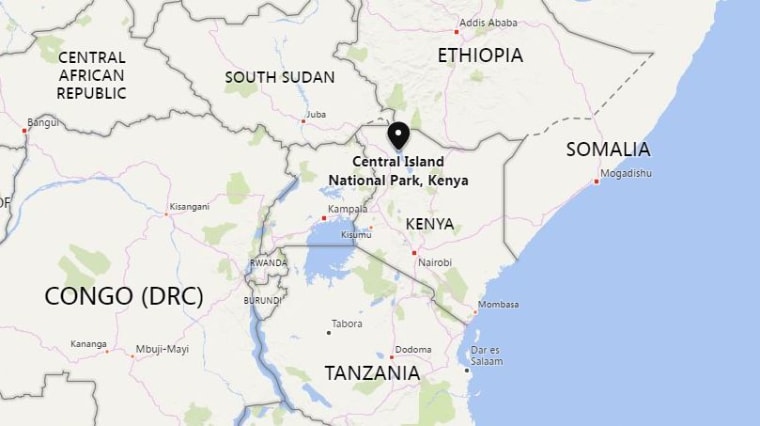 Image: A map showing the location of Kenya's Central Island National Park