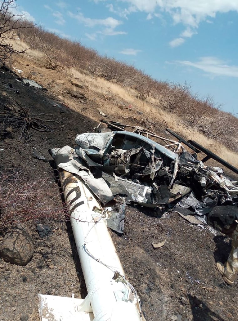 Image: The site of Sunday's deadly helicopter crash on Central Island in Kenya's Lake Turkana