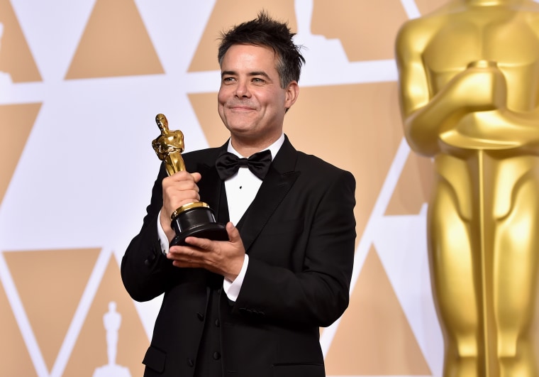 Image: Director Sebastian Lelio holds the Oscar for Best Foreign Language Film at the Academy Awards in 2018.