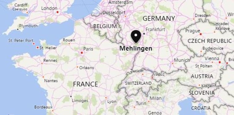 Image: Map showing location of Mehlingen, Germany