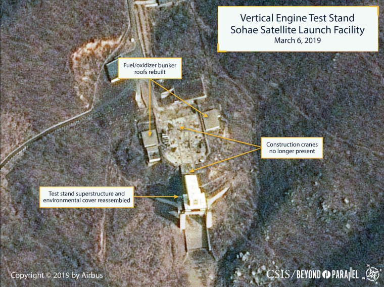Image: Commercial satellite imagery acquired on March 6, 2019 shows that North Korea has continued the rebuilding of key components at the Sohae Launch Facility.