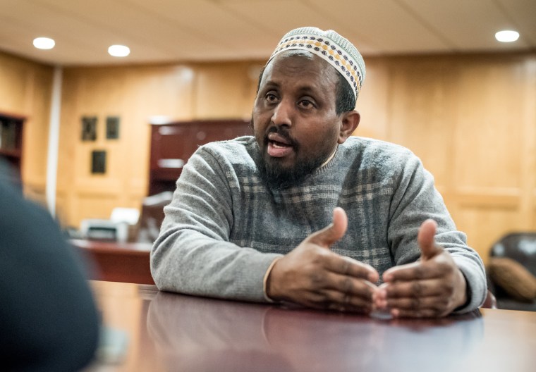 Image: Mohamed Omar, Executive Director of the Dar Al-Farooq Islamic Center, speaks about the controversies surrounding Rep. Ilhan Omar in Bloomington, Minnesota, on March 8, 2019.