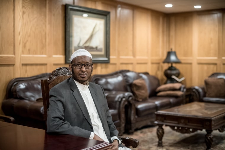 Image: Hassan Jama, Executive Director of the Islamic Association of North America, at the Dar Al-Farooq Islamic Center in Minnesota on March 8, 2019.