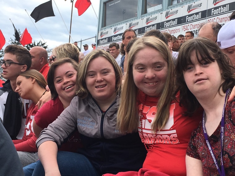 Rachel Grace with her college friends at a football game
