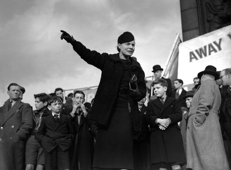 Image: Dr. Edith Summerskill addresses demonstrators in Trafalgar Square in London in 1939.