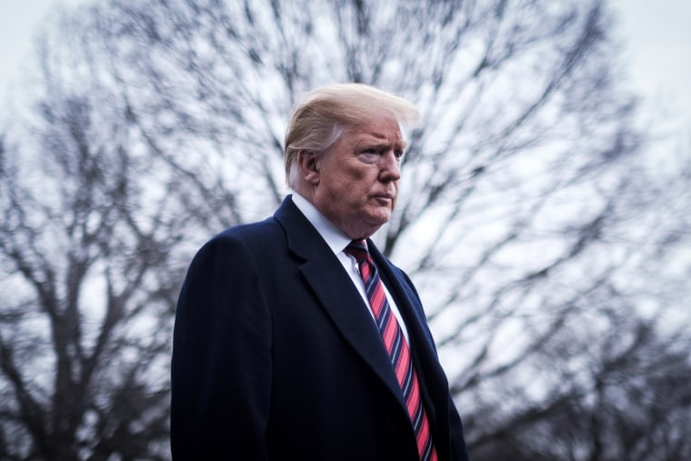 Image: President Donald Trump speaks to reporters on the South Lawn of the White House on Jan. 19, 2019.