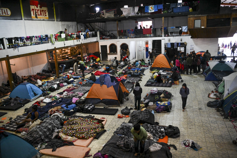 Members of the migrant caravan inside El Barretal on Dec. 1, 2018 in Tijuana