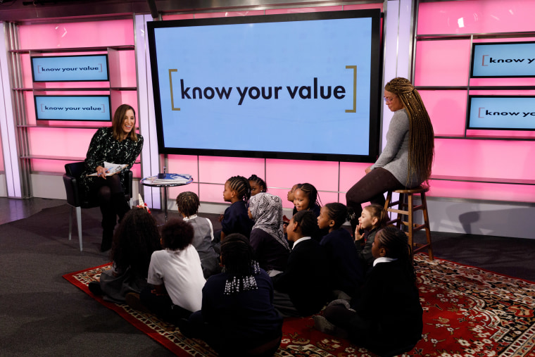 MSNBC anchor Yasmin Vossoughian speaks to students from Harlem Village Academy about women's history.