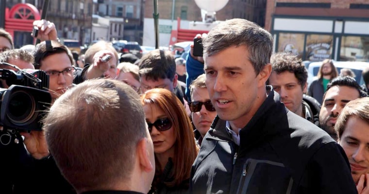 Image: Beto O'Rourke speaks with Chuck Todd in Iowa for "Meet The Press."