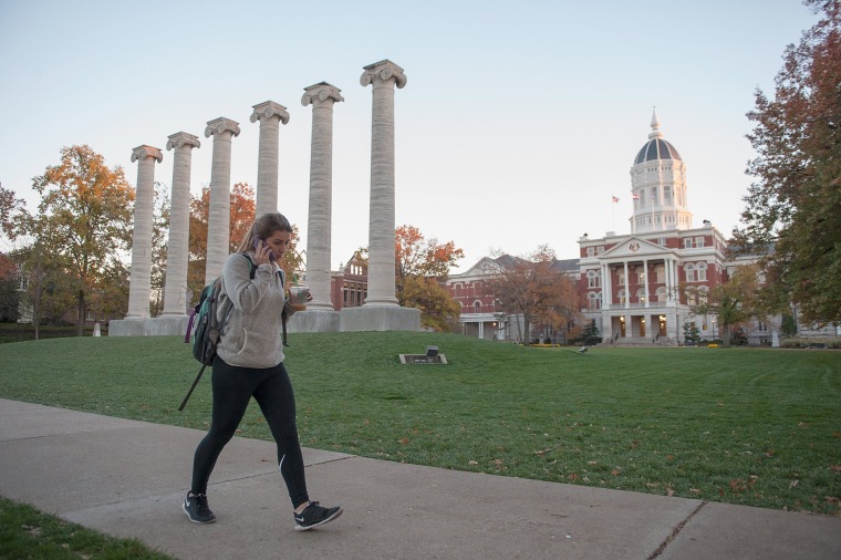 Image: University of Missouri U. Missouri Campus Back To Work One Day After President And Chancellor Resign  Resigns As Protests Grow over Racism