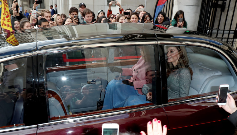 Queen Elizabeth and Kate Middleton in car