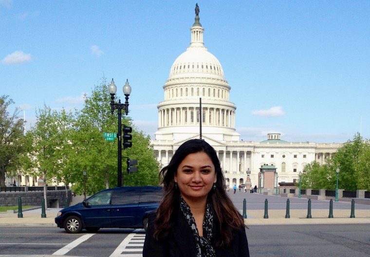 Image: Meghna Damani advocating on Capitol Hill for H-4 and H-1B visa holders.