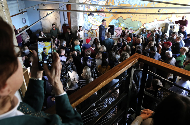 Image: Democratic candidate for president Beto O'Rourke makes a campaign stop in Madison, Wisconsin, on March 17, 2019.