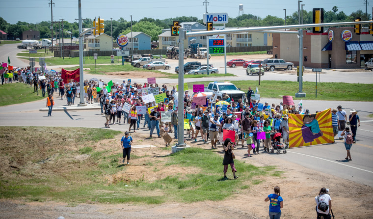 A May 2, 2015, protest in Dilley, Texas, the site of an immigration detention center.