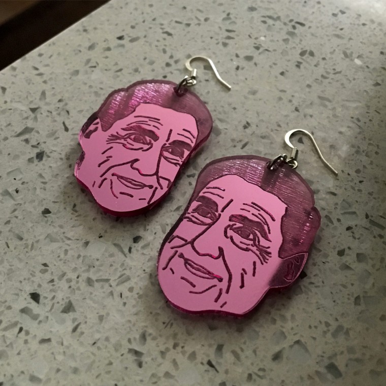 Image: A pair of Robert Mueller earrings created by Carmen Martinez and Karen Walcott in New York on Feb. 18, 2018.