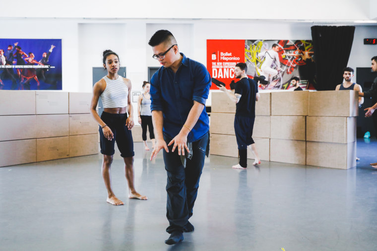 Bennyroyce Royon rehearsing his work "Homebound/Alaala" at Ballet Hispánico's studios in New York City.