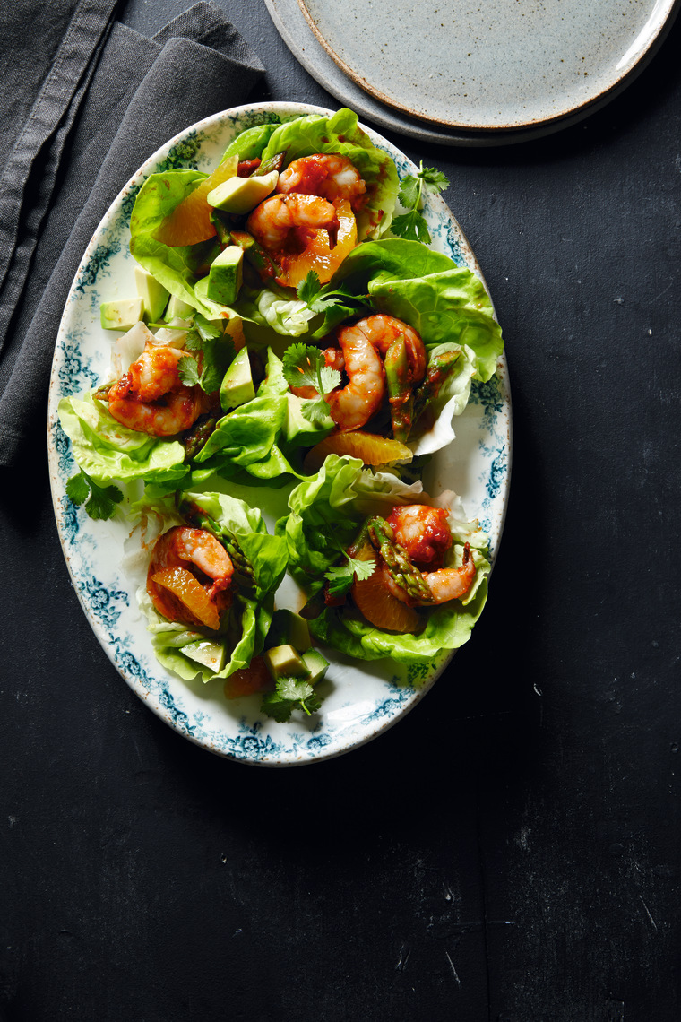 Orange-Chipotle Shrimp in Butter Lettuce Cups Recipe