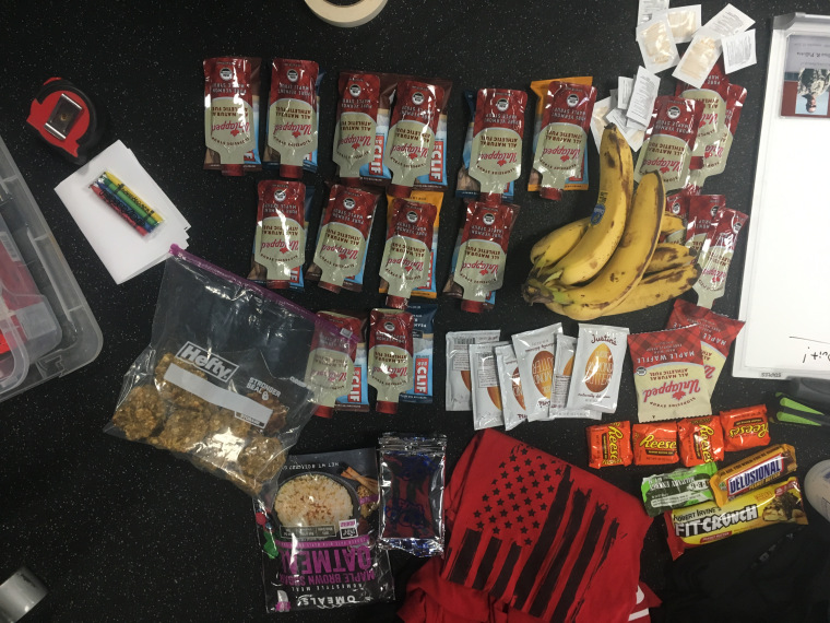Food prep: What Jason Mosel ate while doing thousands of burpees overnight to raise awareness about veteran suicide.