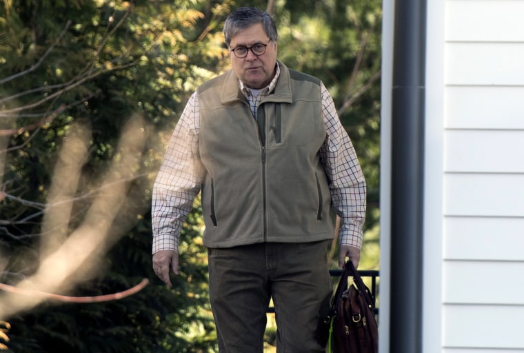 Image: Attorney General William Barr leaves his home in McLean, Virginia, on March 24, 2019.
