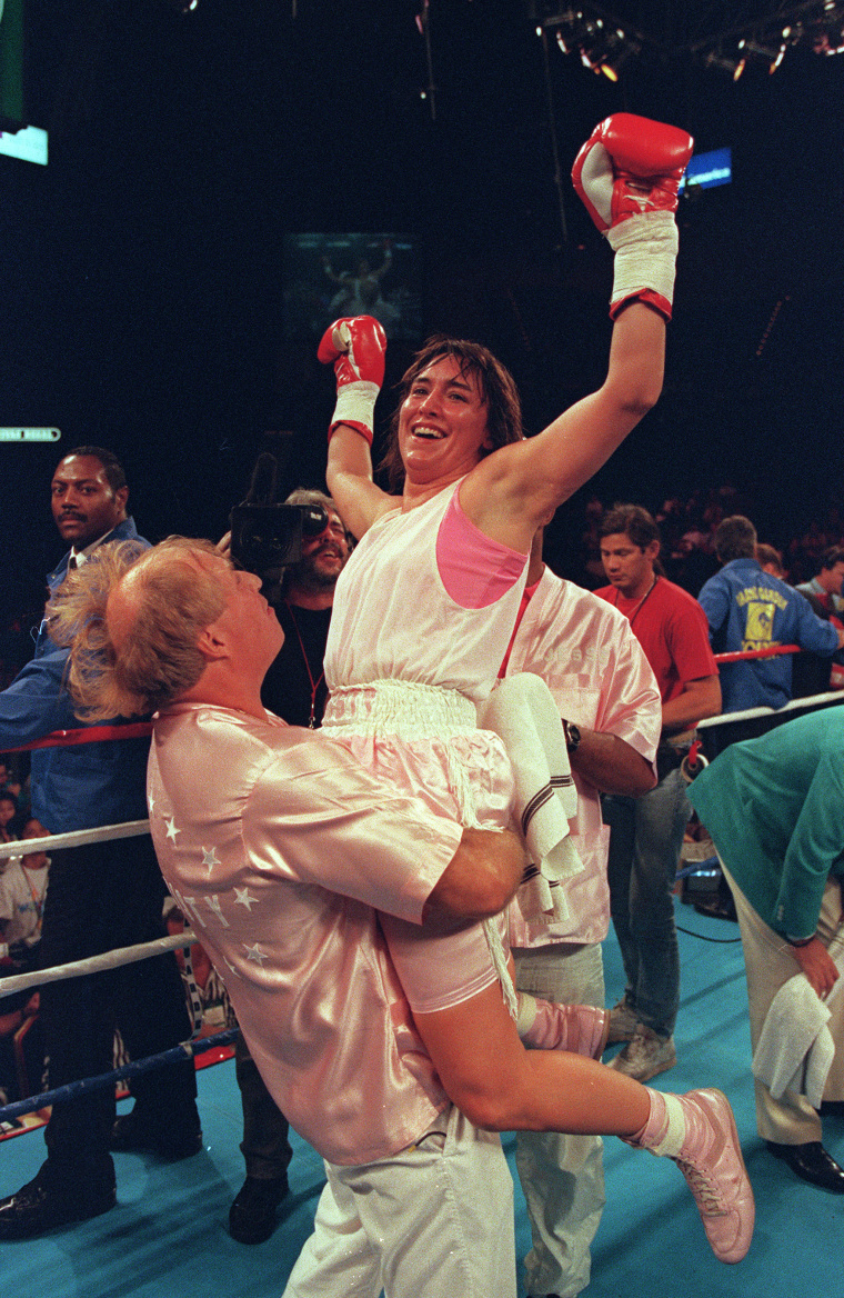 Female boxer Christy Martin, from Florida, celebra