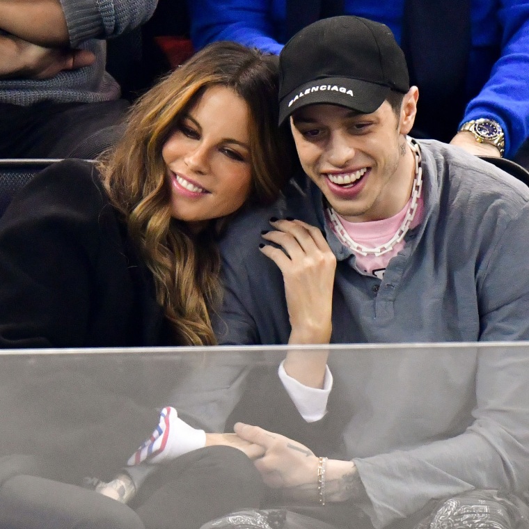 Kate Beckinsale and Pete Davidson at New York Rangers game