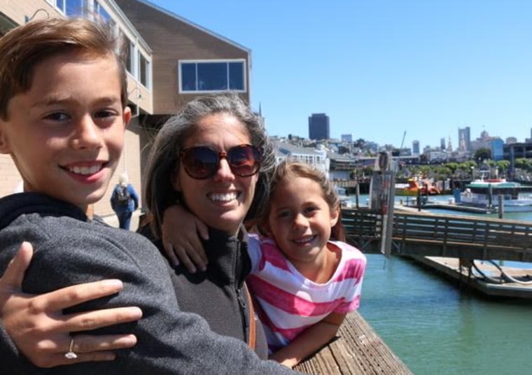 Arehzo Poirier with her children, Jackson, 11, and Sophie, 8.